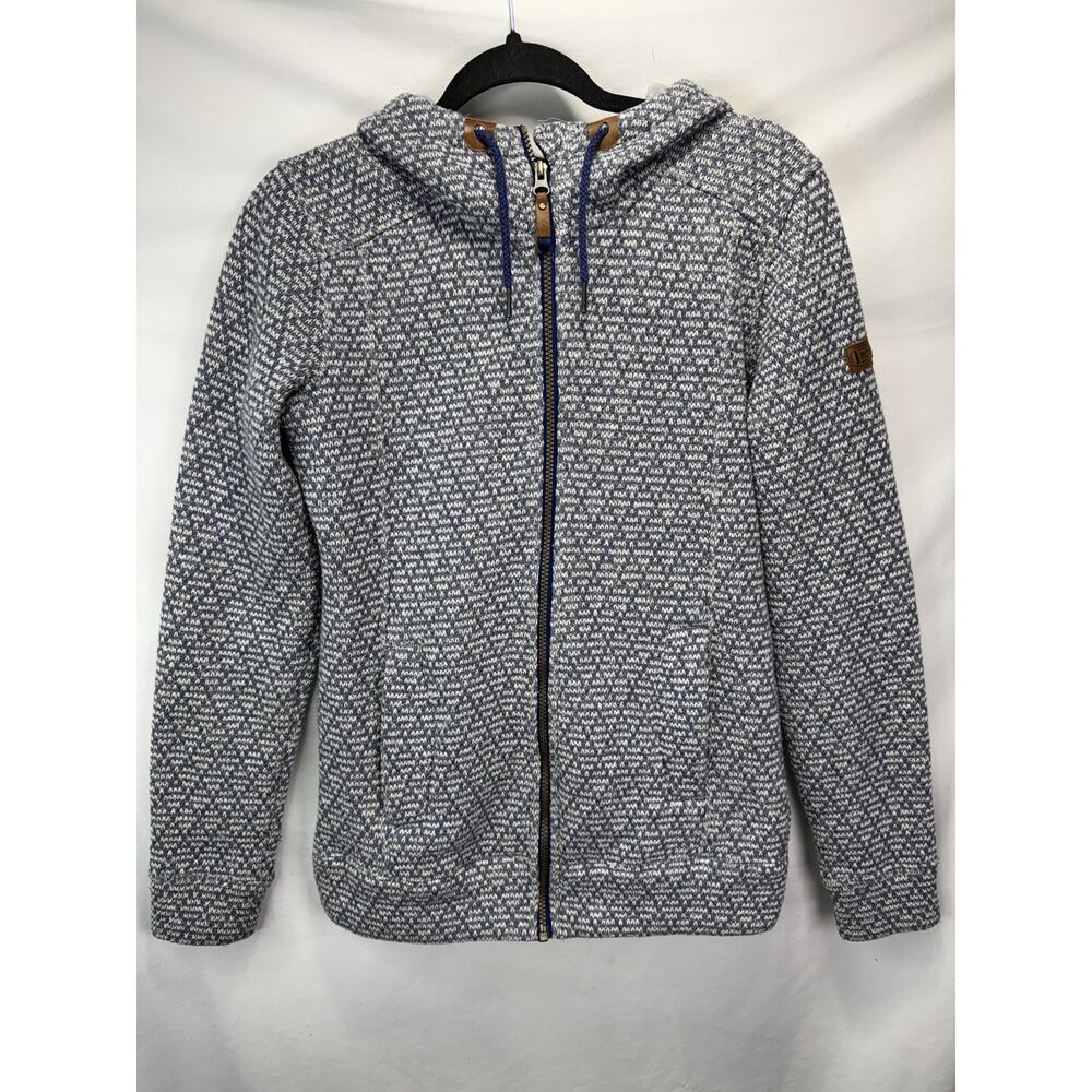 Roxy Doe Fleece Full Zip Hoodie Women’s M Blue & White Athleisure Beachy Sporty - Picture 2 of 10